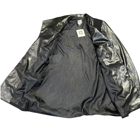 Anne Klein Black Blazer with Leather Sleeves - Picture 3 of 10